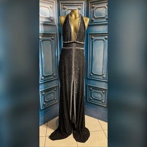 Black diamond sequin dress